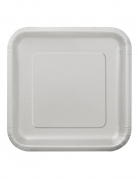 14 assiettes carrées en carton argent 23 cm jetables