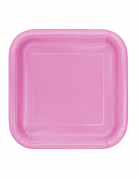 14 grandes assiettes en carton roses carrées 23 cm