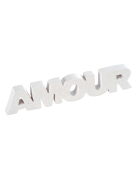 Mot en bois amour blanc pailleté 2,5 x 12 cm pour mariage