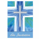 8 cartons d'invitation communion bleus avec enveloppes