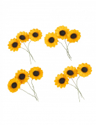 12 fleurs des champs jaunes 2,5 cm type tournesols