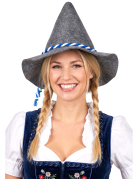 Chapeau bavarois adulte avec cordelette bleue et blanche