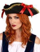Chapeau tricorne noeuds rouges femme
