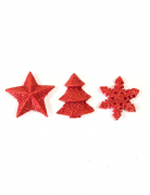 12 décorations de table noël rouge pailletées 2,5 cm