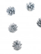 10 mini pommes de pin pailletées argentées 2 cm de Noël