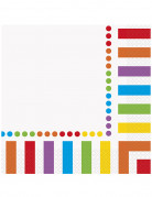 16 serviettes en papier anniversaire rayé 33 x 33 cm multicolores à petits pois
