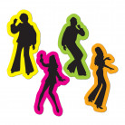 4 silhouettes rétro disco années 70's 40 cm de danseurs