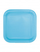 16 Petites assiettes carrées en carton bleu pastel 17 cm pour dessert