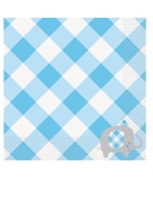 16 serviettes en papier éléphant bleu 33 x 33 cm baby shower