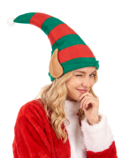 Bonnet lutin du Père Noël rayé avec oreilles adulte