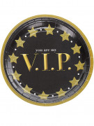 8 assiettes carton vip 23 cm noir et or