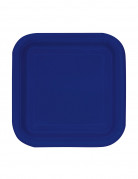 16 petites assiettes en carton carrées bleu marine 18 cm pour dessert