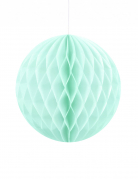 Petite boule en papier alvéolé menthe 10 cm à suspendre