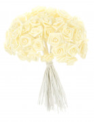 48 mini roses satin ivoire 1 x 8 cm pour mariage