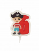 Bougie d'anniversaire pirate chiffre 6 avec pic