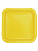 14 assiettes carrées en carton jaune fluo 22 cm pour buffet festif