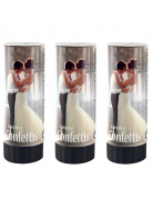 3 canons à confettis blancs 10,5 cm pour mariage