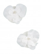 2 orchidées flottantes blanches 6 x 8 cm avec perle centrale
