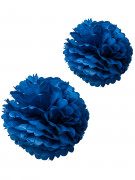 2 pompons papier de soie marine 40 et 50 cm décoration à suspendre