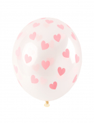 6 ballons en latex transparents coeurs rose clair 30 cm pour mariage