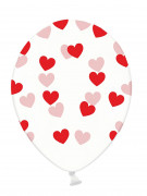 6 ballons en latex transparents coeurs rouges 30 cm biodégradables