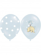 6 ballons en latex éléphants bleus 30 cm biodégradables