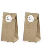 6 sachets kraft avec stickers love 18.5 cm pour mariage