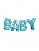 Ballons aluminium lettres baby bleues 2,5 m pour guirlande