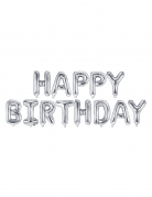 13 ballons aluminium lettres happy birthday argent guirlande 35 cm