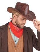 Chapeau de cowboy marron imitation cuir adulte