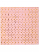20 serviettes en papier rose et motif géométrique cuivré 25 x 25 cm