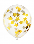 6 ballons en latex transparents avec étoiles dorées 30 cm