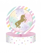 Centre de table en carton licorne 30 x 23 cm dorée et rose