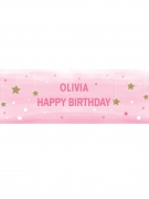 Bannière à personnaliser rose 50 x 152 cm avec lettres autocollantes