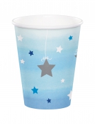 8 gobelets en carton One Little Star bleus 266 ml pour anniversaire