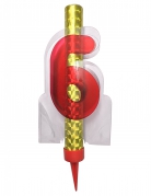 Fontaine lumineuse numéro 6 rouge 12 cm pour anniversaire