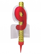 Fontaine lumineuse numéro 9 rouge 12 cm pour gâteau