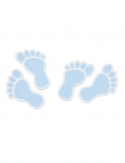 10 confettis en bois pied de bébé bleu pour baby shower