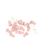 32 confettis de table pieds de bébé rose et blanc 10 g pour baby shower