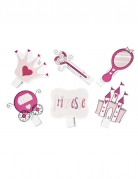 6 pinces décoratives thème princesse 4 cm pour table d'anniversaire