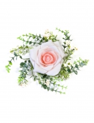 Centre de table rose et feuillage rose 18 cm mariage champêtre