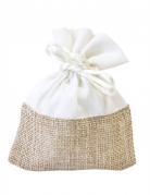 4 sachets en toile et tissu 8 x 10 cm pour dragées