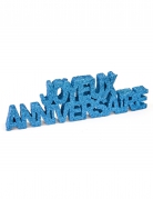 Décoration de table joyeux anniversaire pailleté turquoise en relief 12 x 3,8 x 0,8 cm