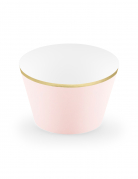 6 habillages à cupcake rose poudré et doré métallique en carton