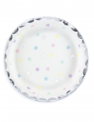 6 petites assiettes étoiles 18 cm en carton pastel