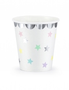 6 gobelets étoiles 180 ml en carton pastel argentés