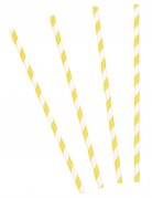 10 pailles en carton rayées jaunes 19,5 cm pour cocktails