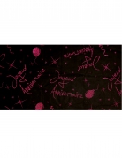 Nappe décorative en tissu organza joyeux anniversaire fuchsia pailleté 145 x 250 cm