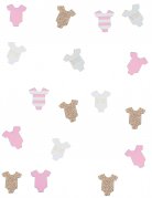 100 confettis de table body bébé rose 3 cm pailletés et rayés