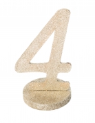 Centre de table chiffre 4 bois pailleté champagne 20 cm pour anniversaire